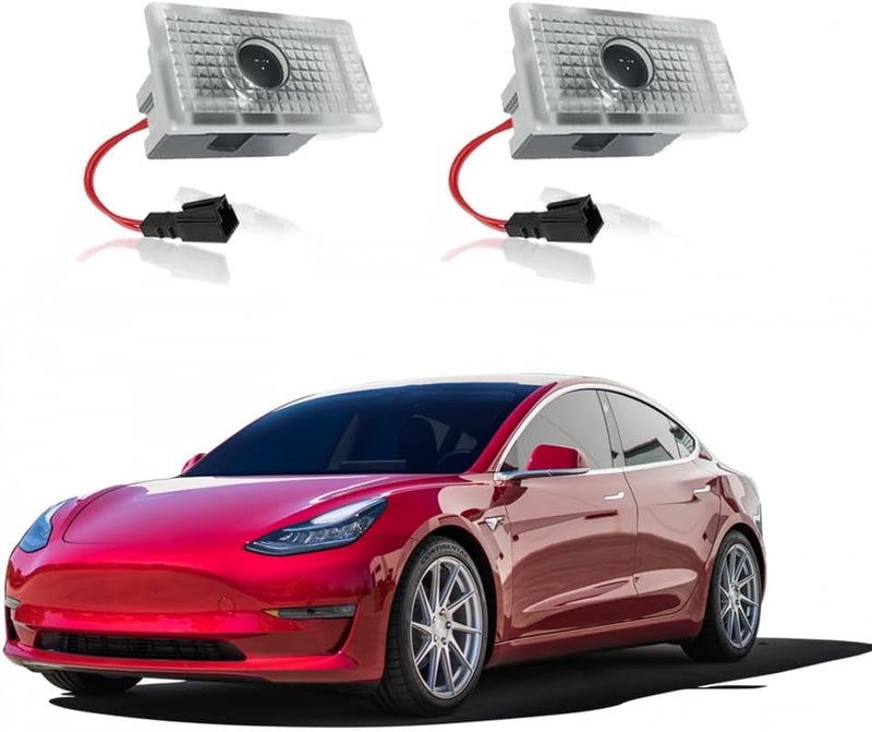 LBYYFCA High Definition LED Projection Welcome Light，Logo Projector Puddle Lights，Compatible with Model Y、Model 3、Model S 、Model X，Plug and Play (2PCS) - Image 1